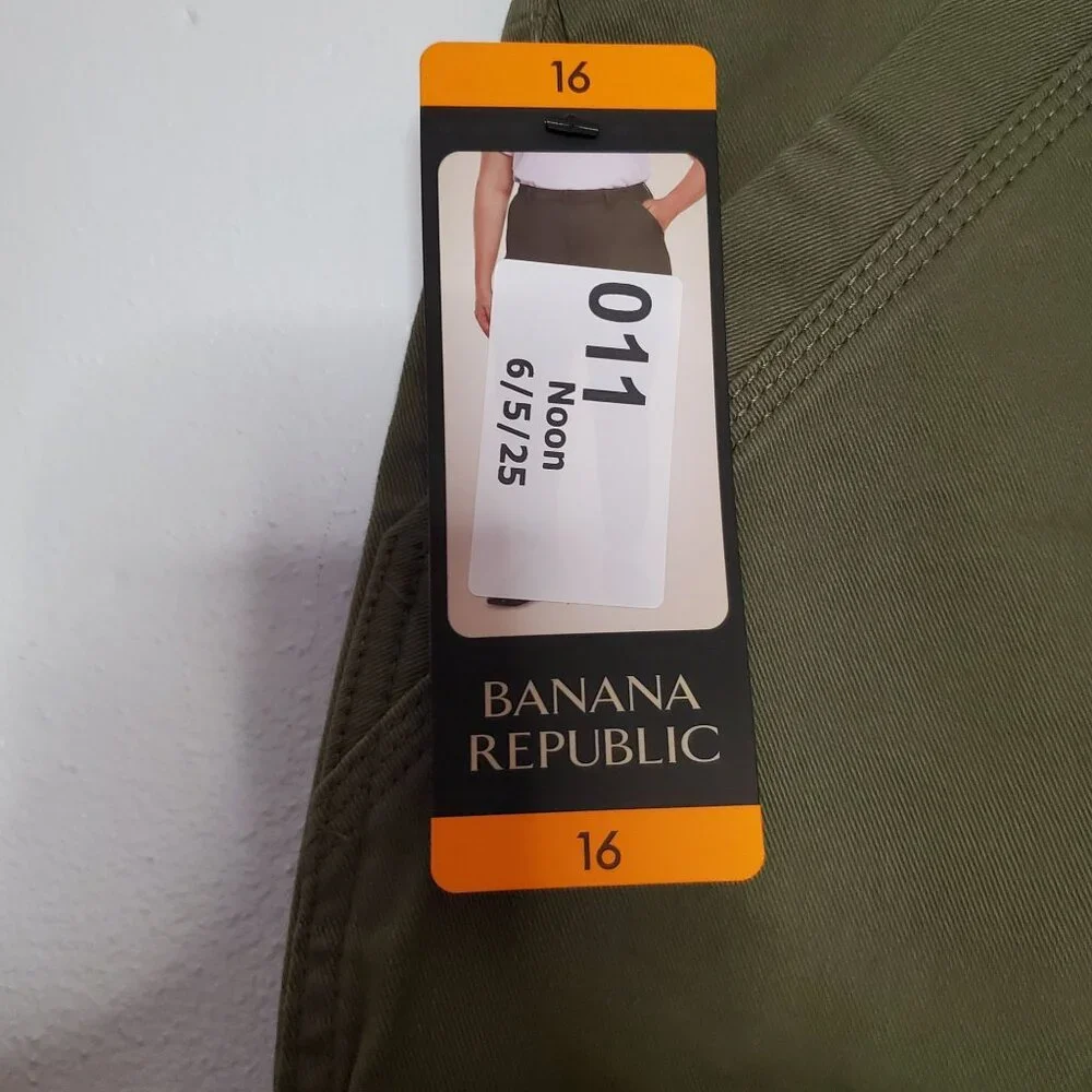 Banana Republic Womens Olive Green Utility Pants Size 16 Cotton Blend With Pocke - Picture 7 of 8